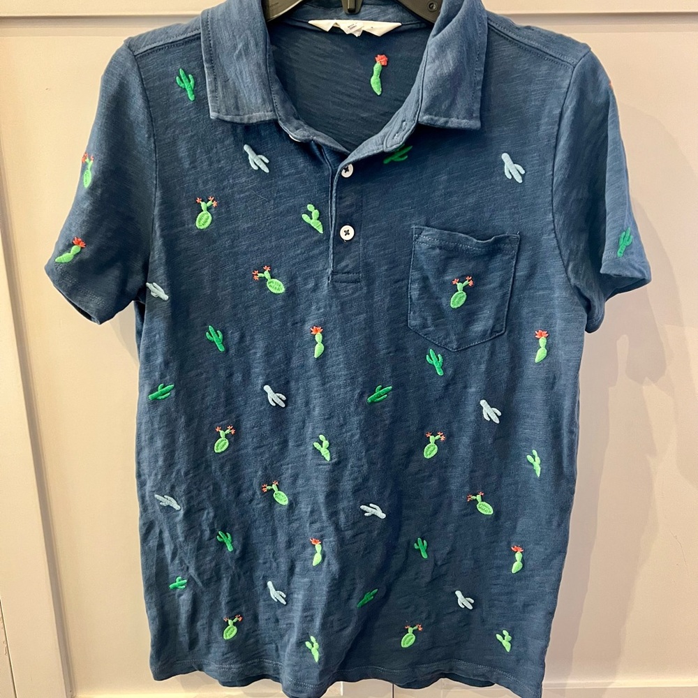Mini Boden Embroidered Polo (cactus)
